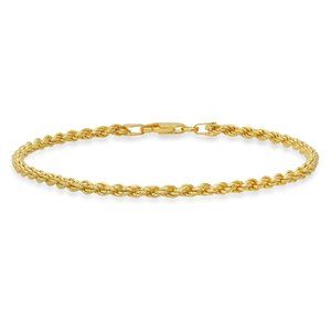 8.5" Gold Rope Chain Bracelet - 925 Italy